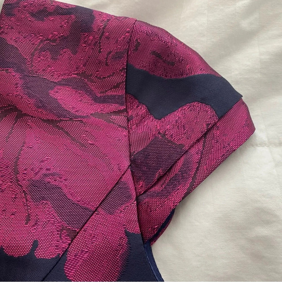 NWT Anthropologie Dress Hutch Floral Jacquard Berry and Navy, V- Neck Size 8 - Picture 11 of 11